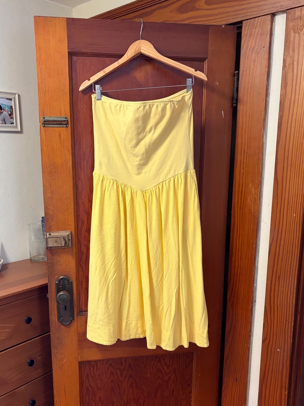 Yellow Strapless Midi Dress - Lightweight Spring/Summer Style